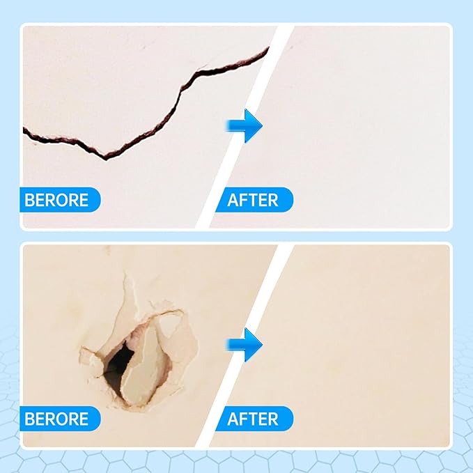 Wall Patch Repair Kit Upgraded Size, 4 Pcs 10 Inch Self Adhesive Pieces Aluminum Drywall Repair Kit, with Its Own Large Squeegee and Scraping, GMingZTong