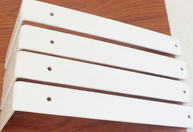 8 Pack - L 12" x H 8" x W1.5, 5mm Thick White L Shelf Bracket, Iron Shelf Brackets, Metal Shelf Brackets, Floating Shelf, Shelf Supports with Screws