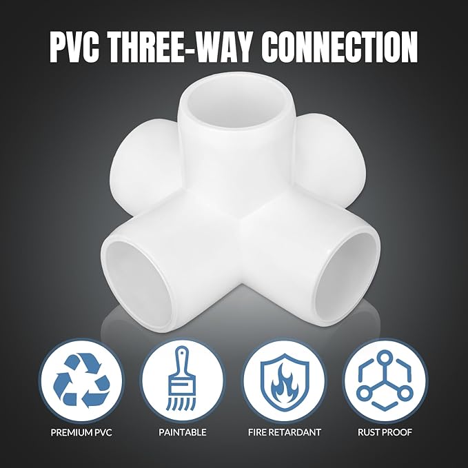 20-Pack 1/2 inch 5 Way PVC Fitting Elbow Furniture Grade Pipe Connector for DIY PVC Shelf Greenhouse Support Structure Frame