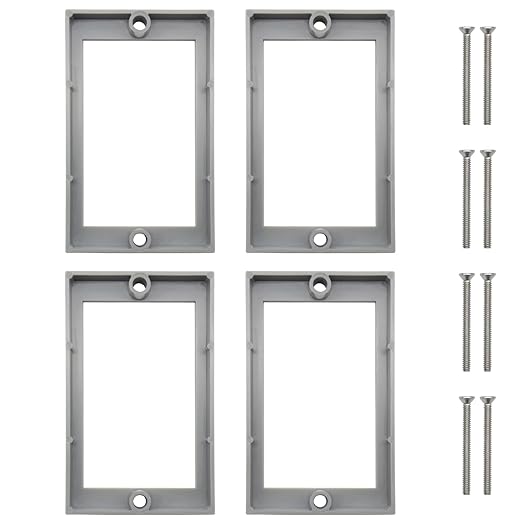 Outlet Box Extender 1 Gang for Home Improvement, Gray Single Gang Extender with Screws,4 Pack, Box Extender for Electrical Outlet Box