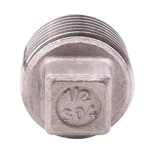 Stainless Steel 304 Cast Pipe Fitting, Square Head Cored Plug, Class 150, 1/2'' NPT Male