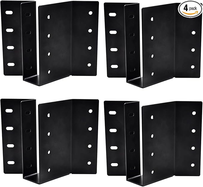 (4-Pack) 2 x 6 Heavy-Duty Steel Joist Hanger Bracket, Skewed Left 45 Degree, Face Mount Rafter Bracket for Floor Deck and Ceiling Trusses