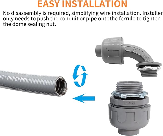 1/2" Liquid Tight Connector PVC Electrical Conduit Fittings Flexible Conduit Connector,Meet UL Listed(Straight/90Degree,60 Pack)
