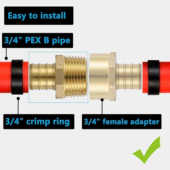 (10 Pack) Lidertik PEX Fittings 3/4 Inch Male NPT Adapter, 3/4" PEX F1807 to 3/4" NPT Male Threaded Adapter Brass