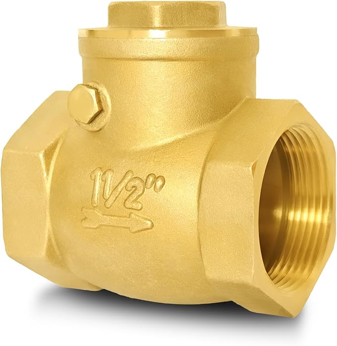 1-1/2" NPT Horizontal Check Valve, Brass Non Return Swing Check Valve to Prevent Water Backflow, Level One Way Counterflow Valve to Prevent the Medium Backflow for Oil Water Gas Air（1-1/2", DN40）