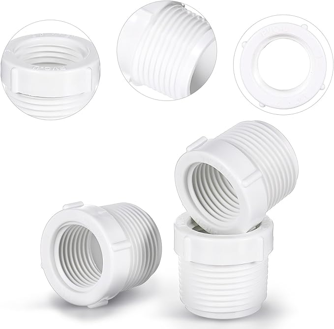 DOITOOL 10pcs PVC Threaded Reducer Bushing Male to Female Water Pipe Joint Converter Adapter Couplings for Plumbing Irrigation and Water Supply Systems
