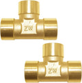 Joywayus Brass Pipe Fitting Barstock Tee 3 Way NPT 1/2" x 1/2" x 1/2" Hose Fitting (Pack of 2)