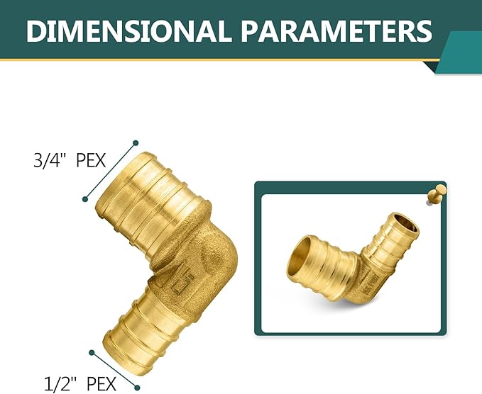 100-Pack PEX Fittings Niikappu 1/2"x3/4" Pex Elbow, Brass Crimp Pipe Fittings for PEX Pipes, ASTM F1807