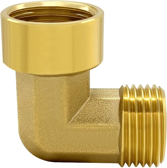 Hooshing 2PCS 90 Degree Street Elbow 3/4" NPT Male x 3/4" NPT Female Brass Pipe Fittings