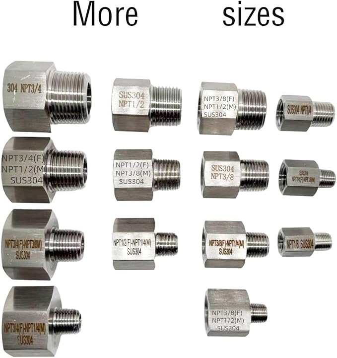 2 pieces Npt3/4 Female to Npt1/2 Male Reducer,3/4-1/2Water pipe Adapter, Fabricate of 304 Stainless Steel