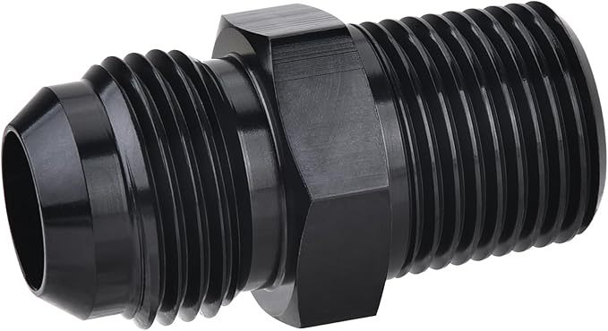 EVIL ENERGY 8AN Male Flare to 3/8" NPT Pipe Fitting Adapter Aluminum Straight Black 4PCS