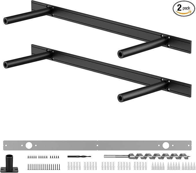 Floating Shelf Bracket Heavy Duty Shelving Brackets,Decorative Floating Shelf Hardware Black,Hidden Metal Shelf Support Bracket(22X6X1.2-Starter Jig)