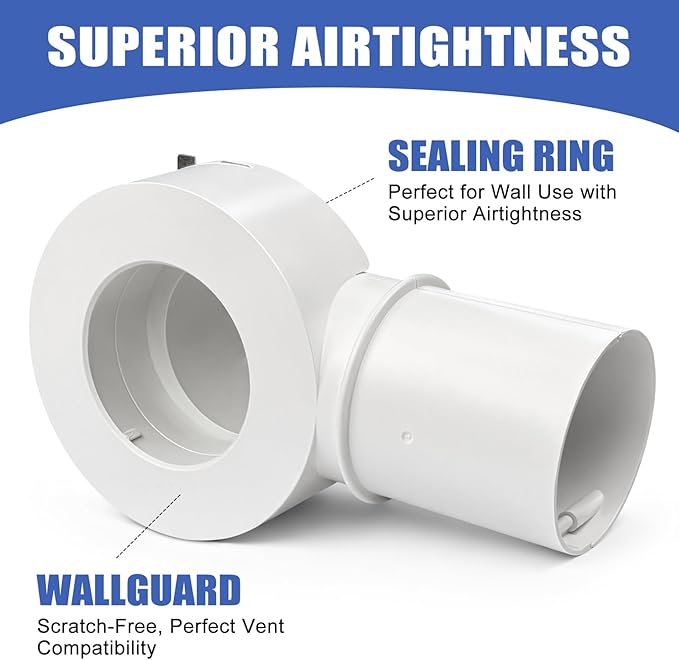 90° Magnetic Dryer Vent Coupling with 4 inch Hose,Strong Magnetic Self-connection Dryer Vent Coupler,Magnetic Dryer Vent Connector Kit for Connection and Disconnection