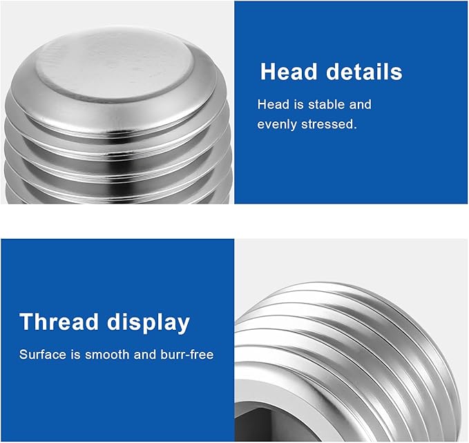 8 Pcs Stainless Steel Pipe Fitting Kit 1/4" NPT Hexagonal Countersunk Male Thread Pipe Plug Hex Countersunk Plug Assortment Set NPT Male Thread for Sealing Pipes Port