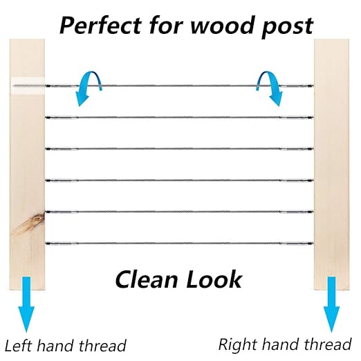 Steel DN Mate T316 Stainless Steel Right&Left Handed Thread Swage Lag Screws for Wood Post of 1/8" Cable Railing Kit, 6 Pack Deck Railing Hardware/Stair Deck Railing, DIY Wood Baluster Kit DM03