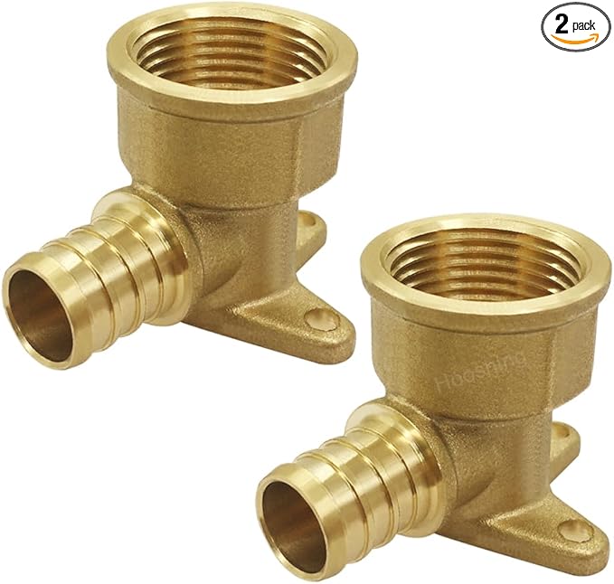 Hooshing 2PCS Drop Ear Elbow Pex Fittings 5/8" Pex x 3/4" NPT Female Adapter Brass Crimp Fittings for Pex Pipes Plumbing Jobs