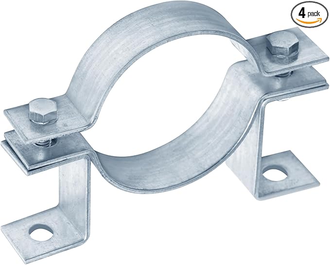 4 Pack Offset Pipe Clamps for 3" (Actual OD 3-1/2") Plumbing Pipe, Steel B-Vent Wall Mount Strap Hanger for Chimney Rigid Pipe