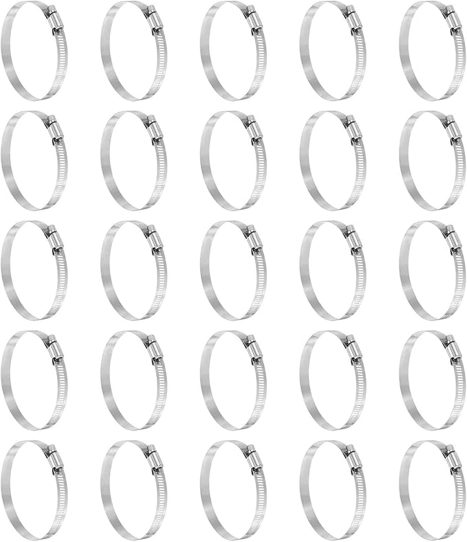 HARFINGTON 25 Pcs Hose Clamp 3-1/16"-4" (78-101mm) 304 Stainless Steel Adjustable Worm Gear Hose Clamp with Phillips Screw Assortment Kit for Fuel Line Pipe Plumbing Automotive Tube