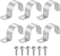 uxcell 6Pcs 32mm(1-1/4") One Hole Rigid Pipe Strap, 304 Stainless Steel Conduit Clamp Thicken U Bracket Heavy Duty Pipe Clamp with Self-Tapping Screws for Fixing Tube Cable, Silver
