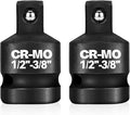 1/2" Female to 3/8" Male Impact Socket Adapter Reducer Set, 2 Pcs Chrome Molybdenum Steel Driver Conversion Adapters, for Sockets and Impact Wrench