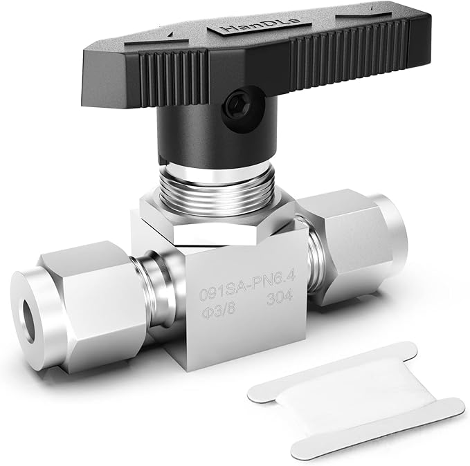 TAISHER 1PCS 304 Stainless Steel Compression Valve, 3/8" Tube OD x 3/8" Tube OD Straight Adapter
