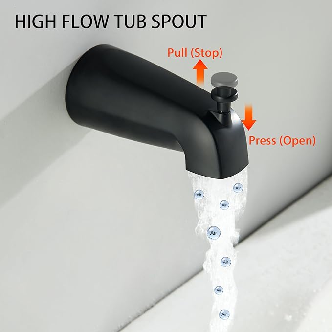 Black 2 Handle Tub Shower Faucet Set with 10 Spray Magnetic Guidance Docking System Two Knobs Shower Trim Kit with Rough-in Valve, Wall Mounted