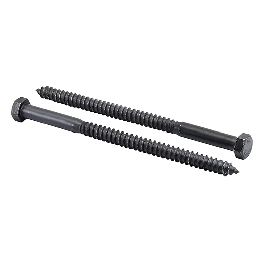 1/2" x 8”, 12-Piece Black Lag Bolt, Rustproof 4-Layer Ceramic BLAKOTE, 2X Protection of Galvanized Lag Screws, for Decks Pergolas by Makers Bolt