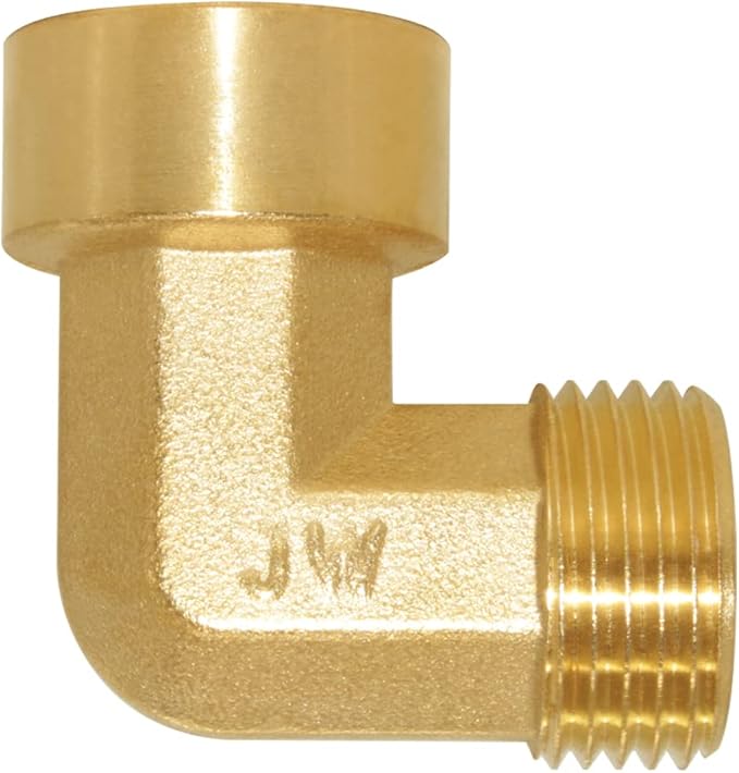 Joywayus 90-Degree Elbow Garden Hose Pipe Fitting（Non swiveling Fitting） Forged Brass Right Angle 3/4" GHT Female x 3/4" GHT Male (Pack of 2)