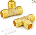 GASHER 2PCS Brass Male Tee Pipe Fitting T Adapter, 3 Way Brass Fitting 3/8" x 3/8" x 3/8" NPT T Fitting