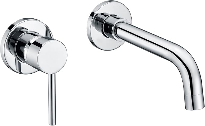 sumerain Wall Mounted Bathroom Sink Faucet Lavatory Faucet Chrome Finish, Left-Handed Design