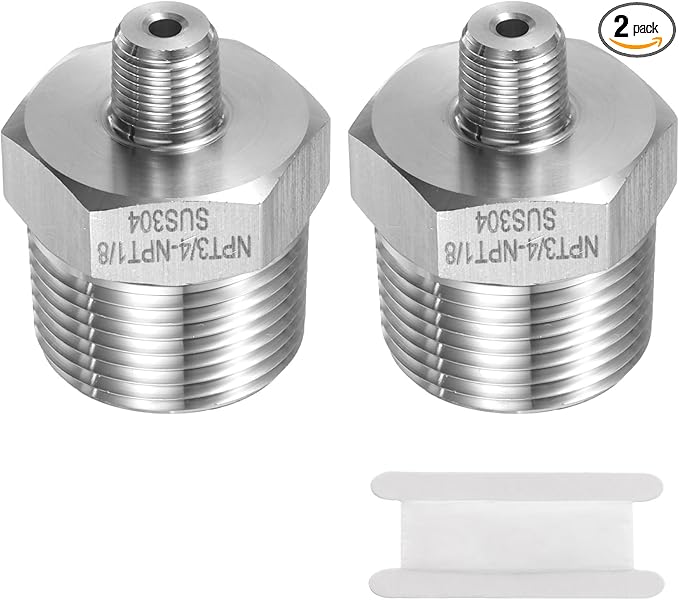 HARFINGTON 2pcs 304 Stainless Steel Hex Nipple 1/8" NPT Male x 3/4" NPT Male Straight Thread Pipe Fitting Extension Pipe Fittings Connector Adapter for Water Oil Gas Tub