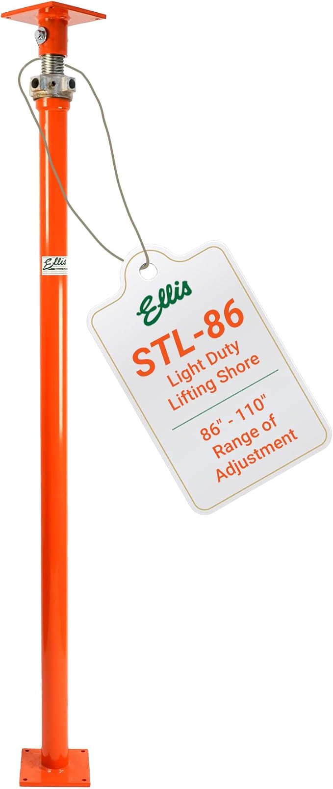 Ellis Manufacturing Light-Duty Steel Lifting Shore –House Jack for Foundation, Floor Leveling, and Concrete Bracing – 5,000 lb Safe Load Capacity – 86"-110" Adjustment
