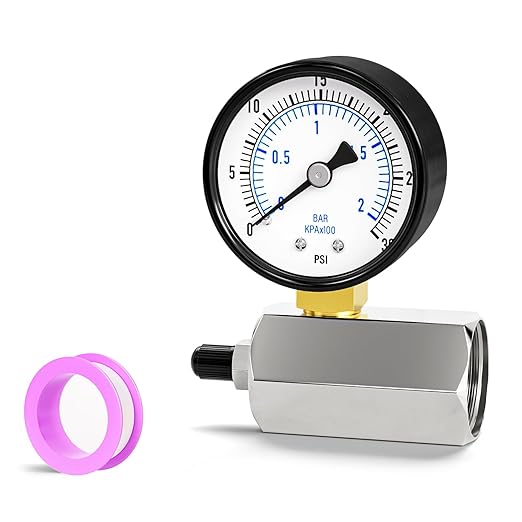 0-30PSI Gas Test Pressure Gauge, 2" Dial Size, 3/4" FNPT Connection, -3-2-3% Accuracy, Brass Valve, Chrome Plated Steel Body Assembly, for as Well as Gas line, air Circuit, Pressure Test