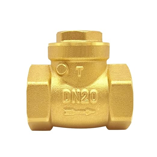 Joywayus 3/4” Female Thread Brass Horizontal Check Valve DN20 One-Way Non-return Swing Check Valve Prevent Water Backflow