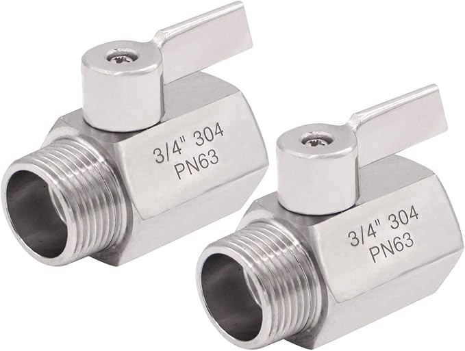 DERNORD NPT Ball Valve 3/4" NPT Famale x Male Thread with Stainless Steel 304 Handle(Pack of 2)