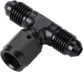 4AN Male Flare Tee T Fitting Adapter with AN4 Female Swivel On Side Aluminum Black