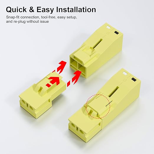 4Pcs Snap-on Quick Wire Connectors, 400V 6A 16-12 AWG, KV228-2P Connector for Luminaire Disconnect