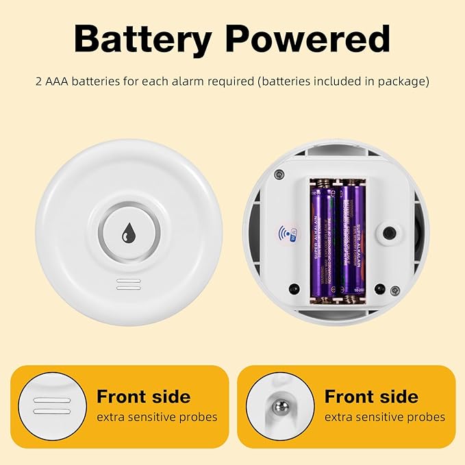 WiFi Water Leak Sensor, 100 dB Water Alarm Leak Detector, for Home, Basement, Bathroom, Kitchen(3 Pack)
