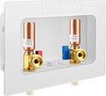 Washing Machine Outlet Box with Center Drain, 1/2" CPVC Inlet x 3/4" MHT Outlet Connection with Hot and Cold 1/4-turn Shut-off Ball Valve and Copper Water Hammer Arrestor