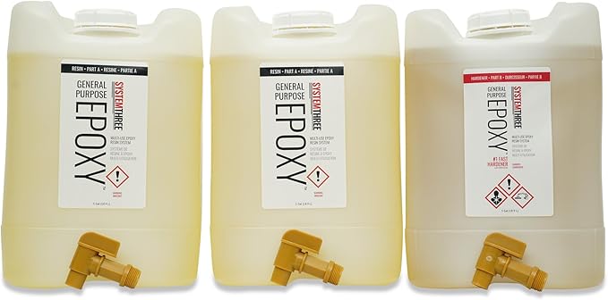 System Three General Purpose Epoxy Resin with #1 Fast Hardener, 15-Gallons, Light Amber