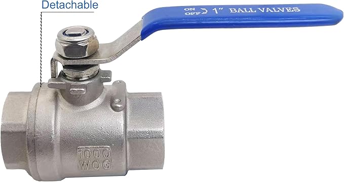 Full Port Ball Valve 1" NPT Heavy Duty Stainless Steel 304 For Water,Oil and Gas with Blue Handles（1000WOG）