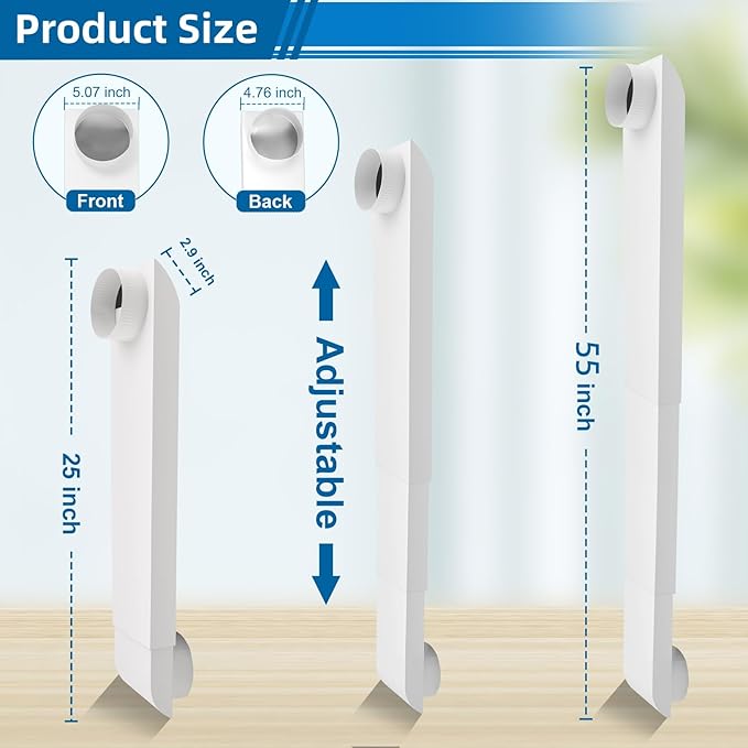 OEM Upgraded 25-55 in Adjustable Periscope Dryer Vent，stainless steel Dryer Vent, Fit for all 4in Dryer Vent Outlet,for tight space square duct dryer vent pipe,Telescoping Dryer Vent Kit (white）