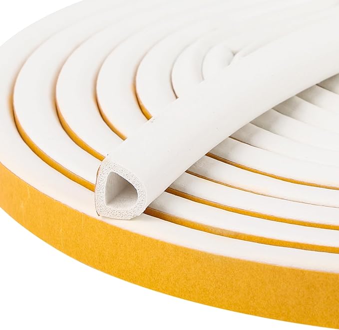 19.7Feet D-type Weather Stripping Door Seal, Self-Adhesive Seals for Door Window Gap, Soundproofing, Insulation Strip, Door Sealers for Door Frame (White), D14-12