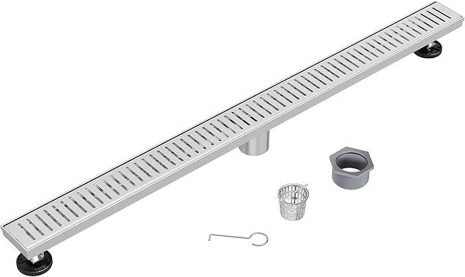 Neodrain 36" Brushed Linear Shower Drain Shower Linear Drain, Removable Capsule Pattern Grate, Bathroom 304 Stainless Steel Rectangle Shower Floor Drains- CUPC Certified