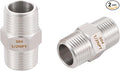 2PCS Hex Nipple 1/2" x 1/2" Male Pipe Fittings, 304 Stainless Steel 1/2 inch NPT Threaded Pipe Adapter Fittings, Male Straight Connector Pipe Fitting
