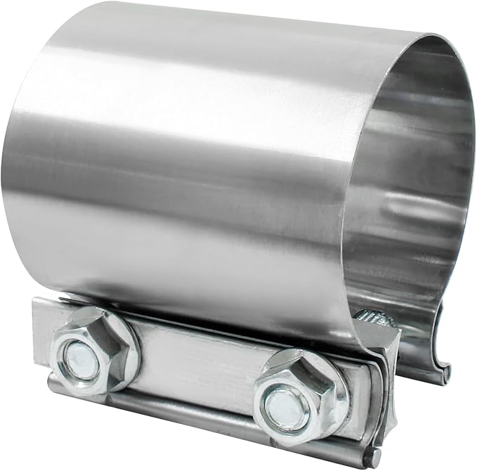 2.5'' Heavy Duty 304 Stainless Steel Lap Joint Exhaust Pipe Seal Band Clamp, Repair Clamp Sleeve Coupler for Emergency Pipe Repair, Pack of 1