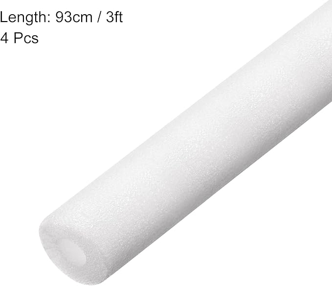 MECCANIXITY 4pcs Pipe Insulation Foam Tube Pipe Lagging 15mm(9/16 Inch) ID 25mm OD 3ft Freeze Protection for Copper Pipe, White