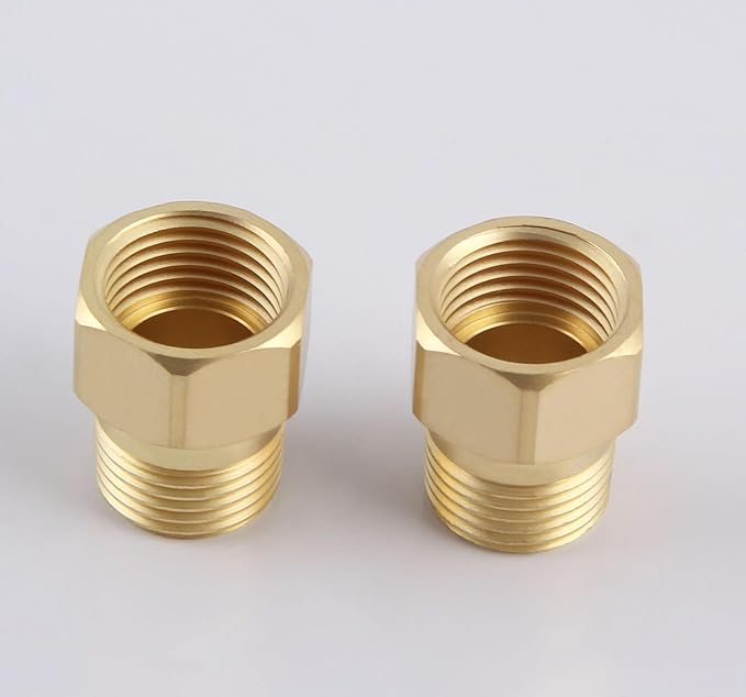 Brass Pipe Fitting Reducer Adapter1/2" NPT Female X 1/2" NPT Male Extension Connector （4-Pack）, 1/2 Inch Male to 1/2 Inch Female Pipe Fitting Adapter, Brass Pipe Extension Fittings