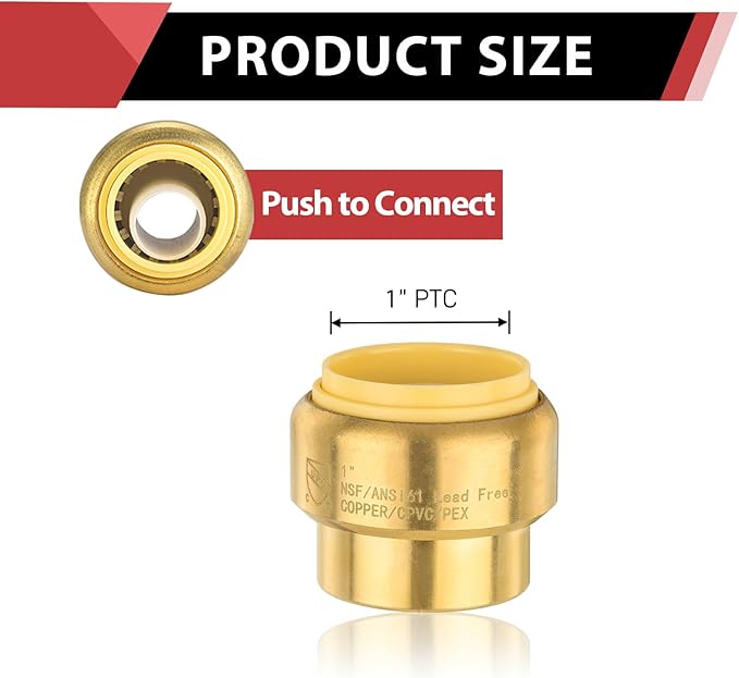 EFIELD 1 Inch Plug End Cap Push-Fit Fitting to Connect Pex, Copper, CPVC with a Disconnect Clip,(PF101)