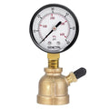 SENCTRL 0-60 Psi Gas Pressure Test Gauge, 2" Dial Size, 3/4" FNPT Connection, Brass Valve, Forged Brass Bell Shape Body Assembly